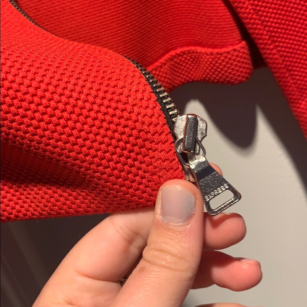 Express Red Textured Moto Jacket - Picture 4 of 5